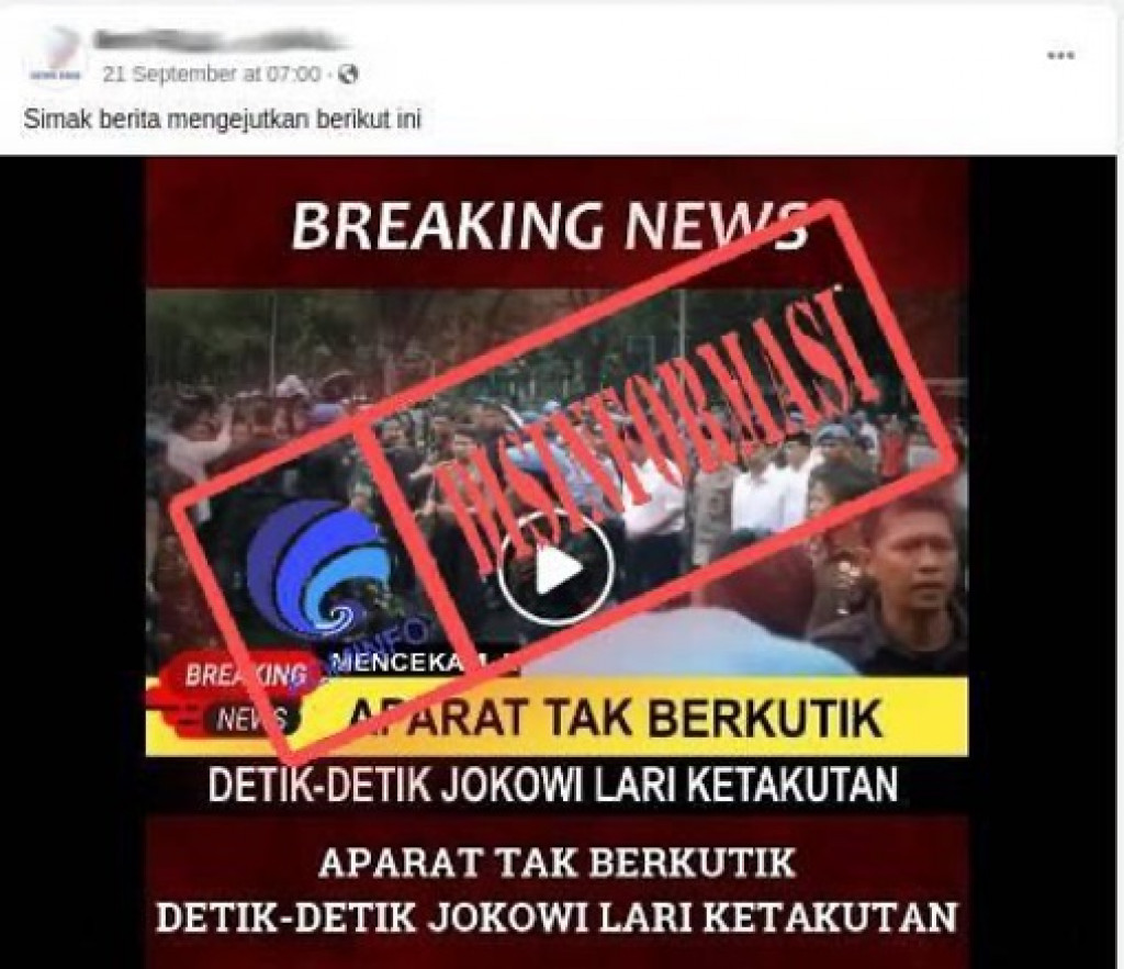 [DISINFORMASI] Video Detik-detik Presiden Jokowi Lari Ketakutan Saat Demo Tolak Kenaikan BBM